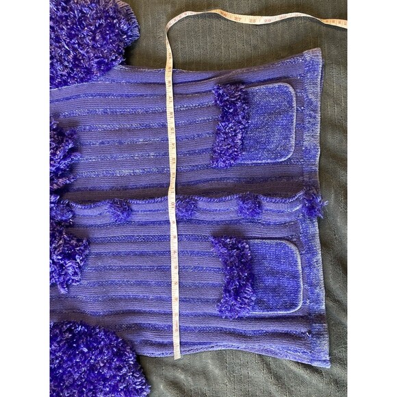Berek Vintage Sweater Cardigan Purple Frill Y2K Clueless Preppy Unique Sz L - Picture 6 of 8